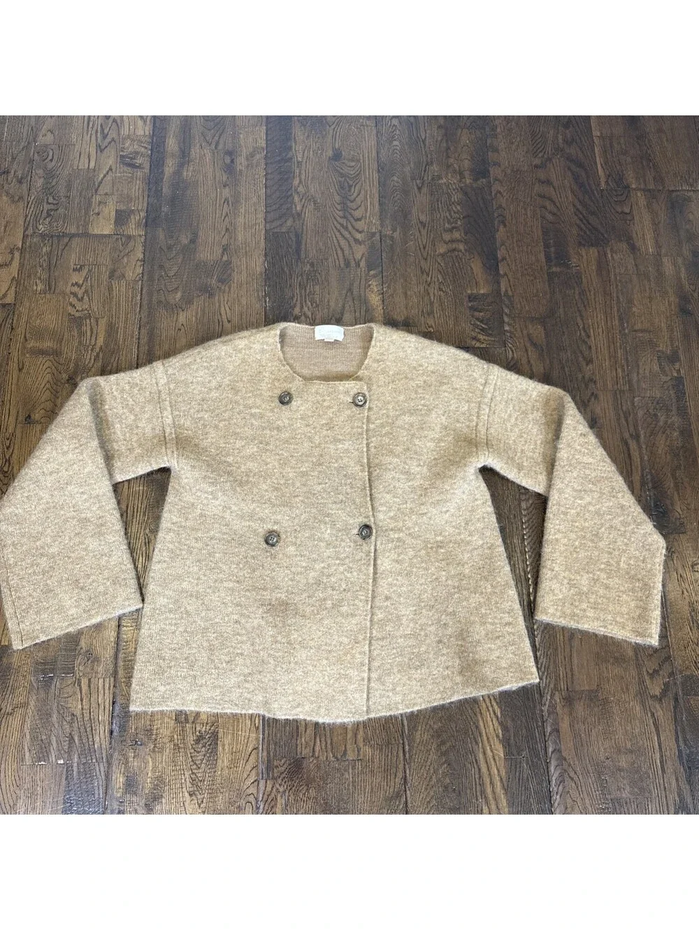 J crew Collection Beige Wool Alpaca Blend Double-Breasted Sweater Jacket Small